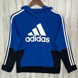NEW Adidas Hoodie Boys Colorblock Hoodie Medium Blue Black Active Sportswear